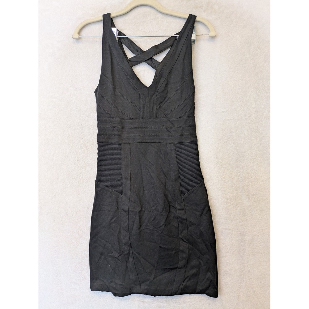 Express Dress Women's XXS Black Bandage Bodyconâ Crisscross Back Mini